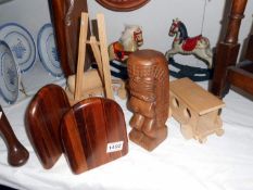 A quantity of wooden items including small rocking horses, toys etc