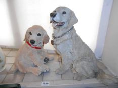 A Puppy Love Golden Retriever and another Golden Retriever figurine