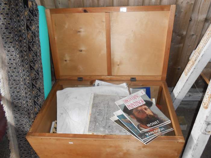 A large trunk of craft and water colour items