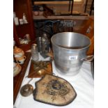 A quantity of mainly metal items including ice bucket