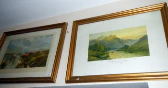 Two framed and glazed prints A Perthshire River and Sunrise in the Highlands