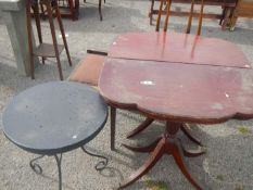 A double pedestal table, a piano stool and three other items