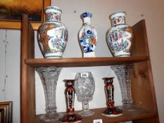 A good selection or oriental vases and crystal