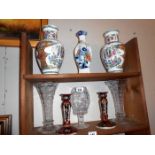 A good selection or oriental vases and crystal