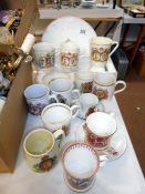 A collection of Royal related cups and plates including Victoria