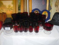 A collection of red glassware