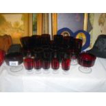 A collection of red glassware