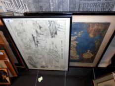 A quantity of framed & glazed maps etc.