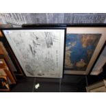 A quantity of framed & glazed maps etc.