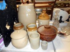 8 stonware pots and jugs