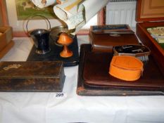 A quantity of miscellaneous items including shoe cleaning set, inkwell etc