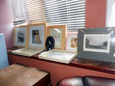 A quantity of framed & glazed pictures, engraving & miniture portrait etc