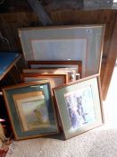 A quantity of water colours, prints etc