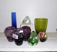Various glassware and paperweights
