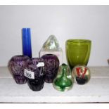 Various glassware and paperweights