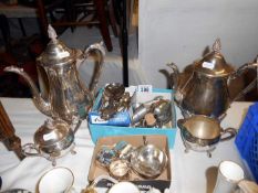 A quantity of silverplate including teapots