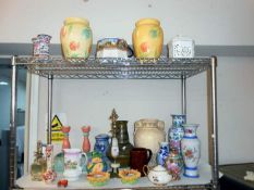 2 shelves of china and pottery