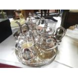 A 4 piece Viner's silver plated tea set on tray