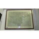 A framed and glazed map of Devonshire (south and east divisions) from ordnance survey by Edward