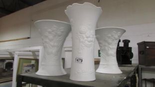 3 large Kaizer porcelain vases