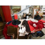 Quantity of 17th century costumes inc. hats by Dunn & Co.