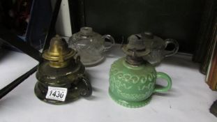 4 19th/20th century finger oil lamps