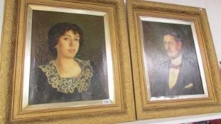 A pair of Victorian oil on canvas portraits (image 39 x 49 cm)
