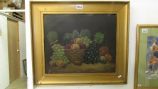 A gilt framed still life oil on card signed WP 1915