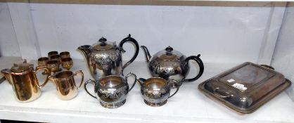 Silver plated tea service and other items of silver plate inc.