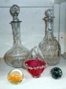 2 old decanters,