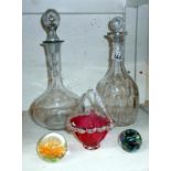 2 old decanters,