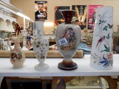 4 pieces of Victorian painted glass