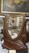 An Edwardian mahogany inlaid Hepplewhite revival table mirror