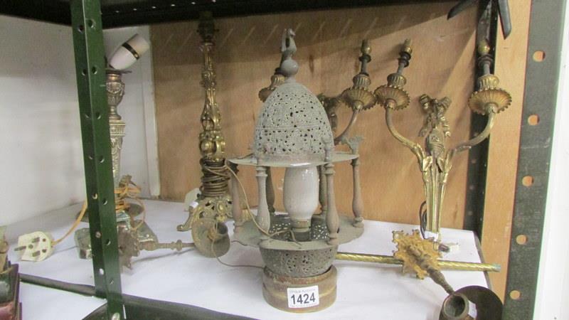 A mixed lot of French ormolu wall lights,