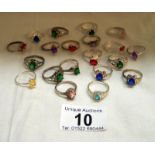 20 new stone set silver rings stamped 925