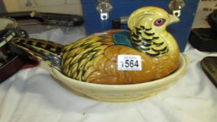 A French egg crock in the form of a pheasant