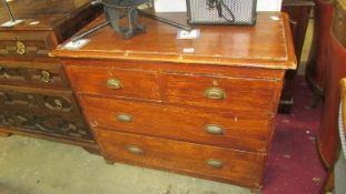 A Victorian pine flat front chest of drawers