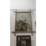 A framed and glazed nostalgic print and a pierce work photo frame