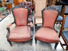 Malchins Victorian grandfather and grandmother nursing chairs