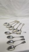 9 silver Georgian / Regency spoons, HM London 1818/19 and 1819/1820, maker's mark RB, approx.