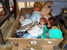 A box of old dolls including Andy Pandy