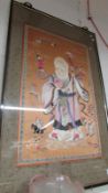 A large framed and glazed Japanese embroidery