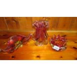 3 art glass vases / bowls