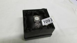 A beautiful silver and marcasite ladies wrist watch, stamped 925,