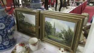 A fine pair of oil painting signed Brian Tovey of Tunster Valley and Rowington church