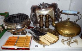 Quantity of silver plate and brass