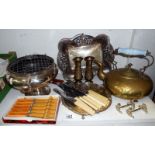 Quantity of silver plate and brass