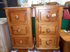 Two 3 drawer pine bedside chests