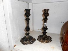 Pair of 19th silver plated candlesticks