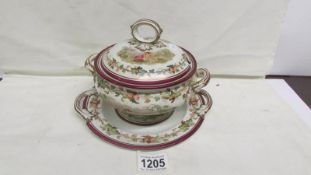 A Victorian sauce tureen with cover and stand
